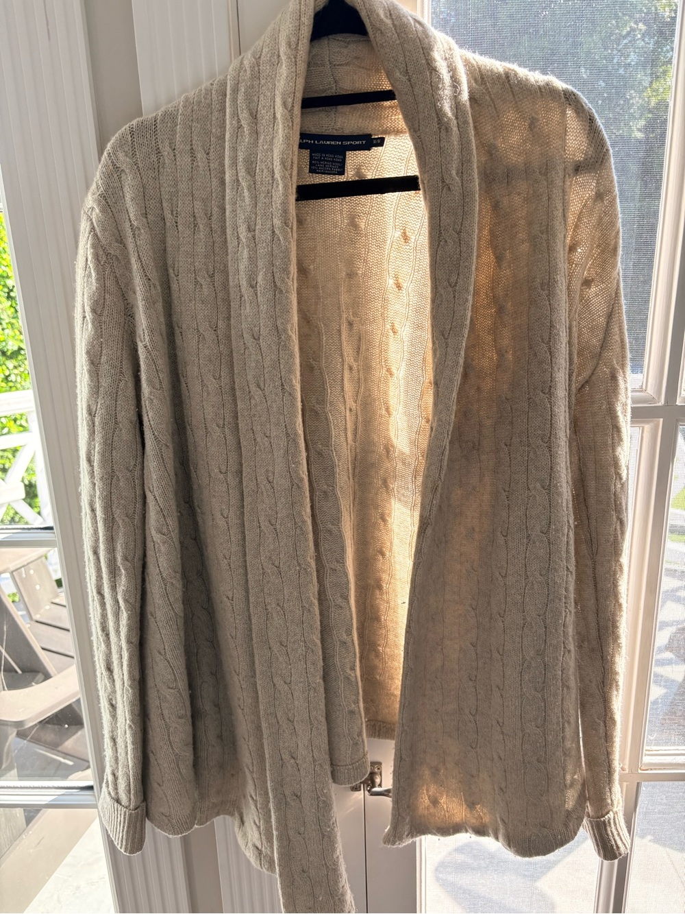 Ralph Lauren Cream Cable-Knit Shawl Collar Cardigan